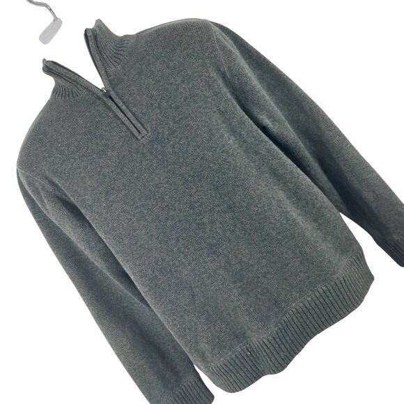 EDDIE BAUER! MOSS & LIGHT GREEN MARLED 1/4 ZIP 100% COTTON SWEATER! SZ M - Picture 1 of 11